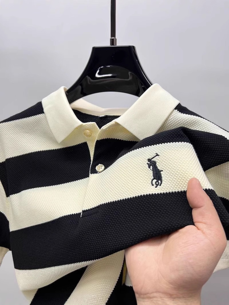 Classic Fit Striped Mesh Ralph Lauren Striped Polo Shirt