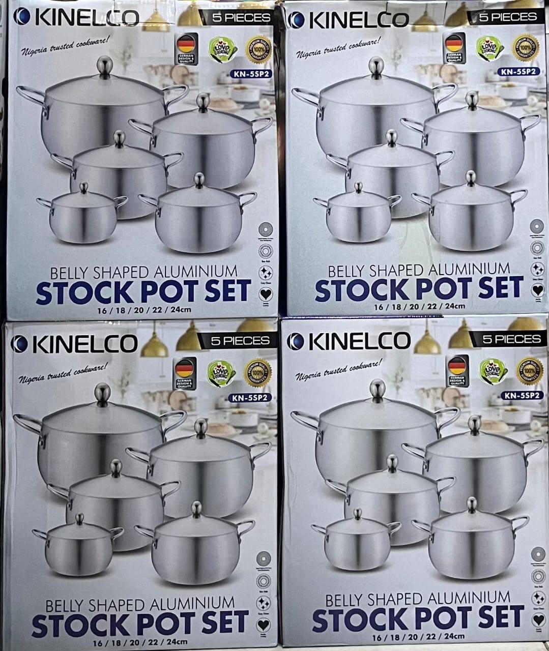 KINELCO 5-Piece Belly Shaped Aluminium Stock Pot Set (KN-5SP2)