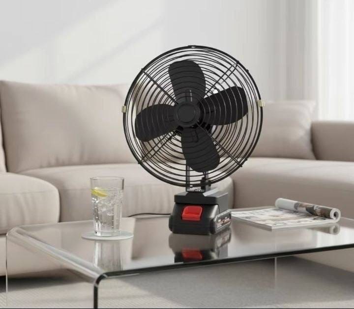 lithium Rechargeable Iron Battery Fan( iron body and iron blade) with 2 48v Batteries